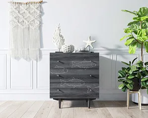 красивые Комод "Boho" 3 ящика с рыбами арт BH02 на заказ в Краснодаре