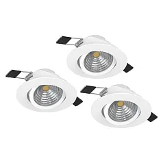 900745 Комплект встраиваемых диммируемых светильников SALICETO, 3X6W (LED), 2700K, 1350lm, ?88, алюминий, белый / стекло, прозрачный, белый на заказ в Краснодаре