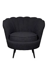 красивое Низкое кресло ракушка Pearl Black Boucle на черных ножках в интернет-магазине в Краснодаре
