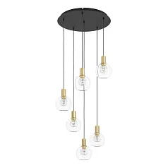 фото 390279 Люстра диммируемая TERQUE, 6X5,4W (LED), 3000K, 3060lm, ?540, сталь, черный, матовая латунь/стекло, прозрачный в Краснодаре