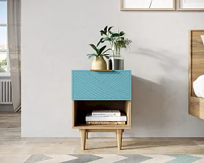 Тумбочка с верхним ящиком "Лайн (Line)" LN10/GR1/blue в интерьере в Краснодаре