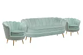 Комплект кресел и дивана ракушка Pearl Triple Green №1 в Краснодаре