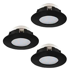 красивые 900744 Комплект встраиваемых светильников PINEDA, 3X4,9W (LED), 3000K, IP20, IP44, ?78, пластик, черный в Краснодаре