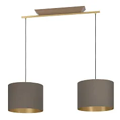 заказать 390336 Люстра SANTANDRIA, 2X40W (E27), L1050, B350, H1500, сталь, дерево, матовая латунь, коричневый/текстиль, капучино, латунь в Краснодаре