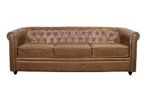 фото Кожаный диван лофт Karo Brown leather 3S в интерьере в Краснодаре