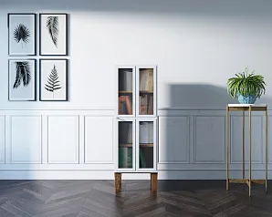 купить красивый Шкаф-витрина "Андерсен (Andersen)" с рифлеными стеклами арт AN14WH в Краснодаре
