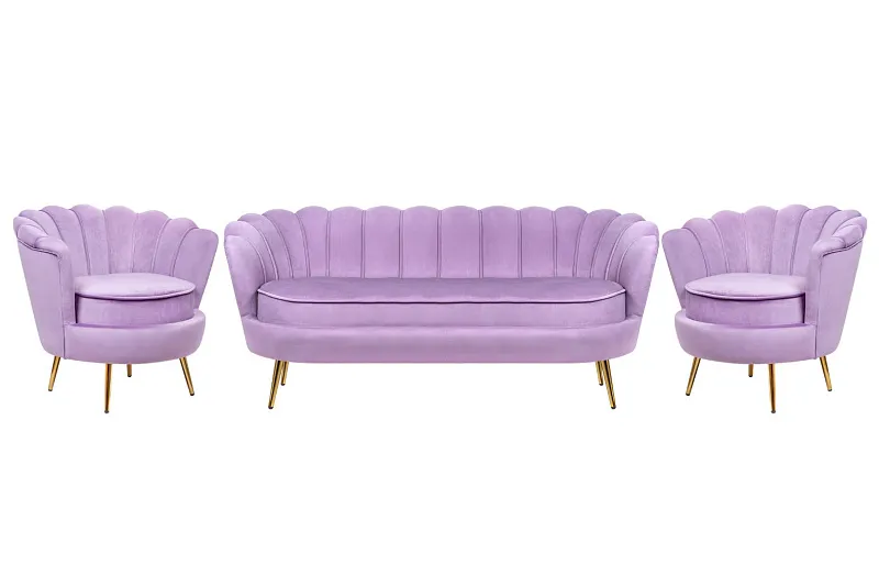 Комплект кресел и дивана ракушка Pearl Triple Purple в Краснодаре Комплект кресел и дивана ракушка Pearl Triple Purple