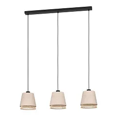 43976 Люстра TABLEY, 3X40W (E27), L890, B190, H1100, сталь, черный / текстиль, дерево, коричневый на заказ в Краснодаре