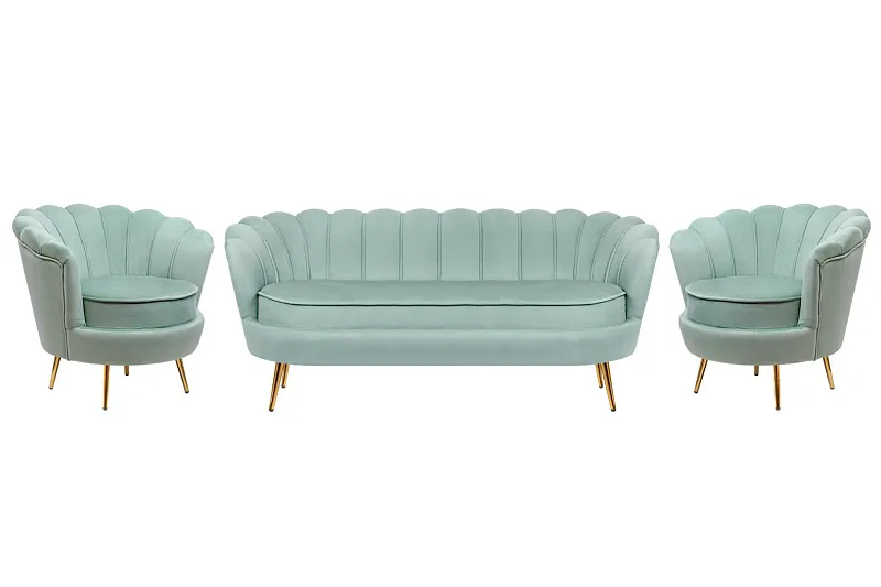Комплект кресел и дивана ракушка Pearl Triple Green
