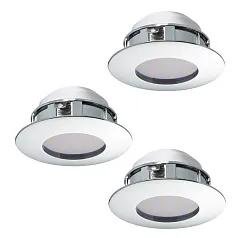 заказать 95822 Комплект светодиодных встраиваемых светильников PINEDA, 3х6W(LED), ?78, IP44, пластик, хром в интернет-магазине в Краснодаре