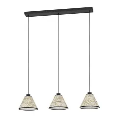 купить красивые 43943 Люстра OXPARK, 3X25W (E27), L920, B220, H1100, сталь, черный / текстиль с листьями бамбука, белый, зеленый в интернет-магазине в Краснодаре