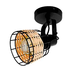 43324 Светильник настенно-потолочный ANWICK 1, 1x40W(E27), сталь, черный/ротанг, натуральный на заказ в Краснодаре