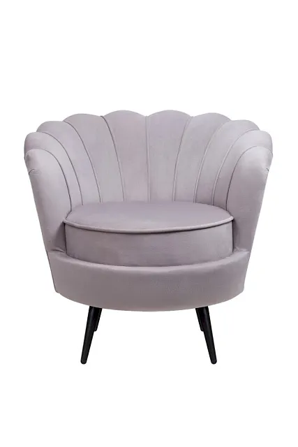 Низкое кресло ракушка Pearl Grey на черных ножках в Краснодаре Низкое кресло ракушка Pearl Grey на черных ножках