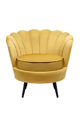 Низкое кресло ракушка Pearl Yellow на черных ножках в Краснодаре