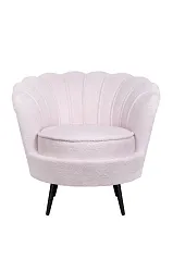 Низкое кресло ракушка Pearl Pink Boucle на черных ножках в Краснодаре
