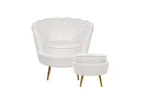 фото Кресло с пуфом ракушка Pearl Beige в интерьере в Краснодаре