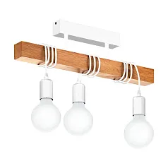 красивые 33166 Потолочный светильник TOWNSHEND, 3х60W (E27), L550, B105, H265, сталь, белый/дерево, коричневы в Краснодаре