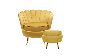 красивое Кресло с пуфом ракушка Pearl Yellow в интернет-магазине в Краснодаре