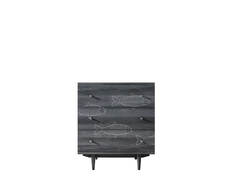 Комод "Boho" 3 ящика с рыбами арт BH02