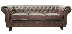 красивый Прямой трехместный диван Chesterfield Brown 3S цвет коричневый в Краснодаре