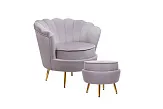 Кресло с пуфом ракушка Pearl Grey №1 в Краснодаре