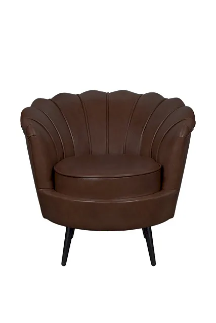 Низкое кресло ракушка Pearl Brown V2 на черных ножках