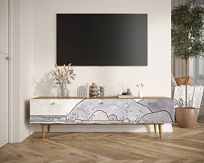 купить Комод "Бербер (Berber)" с ящиками низкий под TV арт BB19/Print_51 в Краснодаре