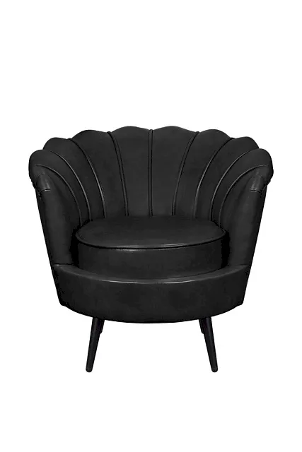 Низкое кресло ракушка Pearl Black V2 на черных ножках