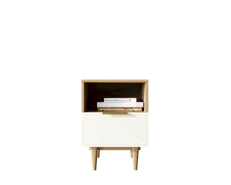 Тумбочка с нижним ящиком "Лайн (Line)" LN09/GR1/beige