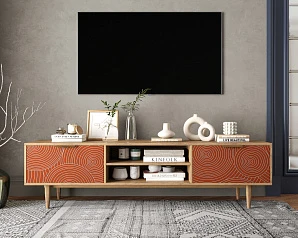 купить стильные Комод "Line" с нишей низкий под TV R27/red в Краснодаре