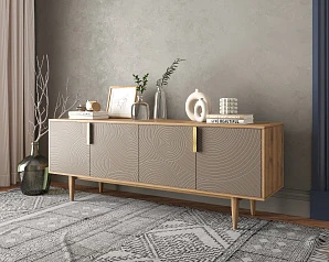 Комод под TV с четыремя дверками "Line" R21/beige в интерьере в Краснодаре