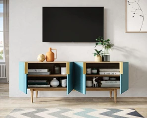 Комод под TV с четыремя дверками "Line" LN06/GR1/blue в Краснодаре