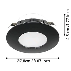 стильные 900744 Комплект встраиваемых светильников PINEDA, 3X4,9W (LED), 3000K, IP20, IP44, ?78, пластик, черный в Краснодаре