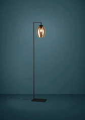 заказать 390255 Торшер с ножным выключателем ESTANYS 1, 1X40 (E27), H1715, сталь, черный/стекло, коричневый полупрозрачный в интернет-магазине в Краснодаре