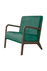 купить стильное Низкое кресло с деревянными подлокотниками Mody Green V2 цвет зеленый в интернет-магазине в Краснодаре