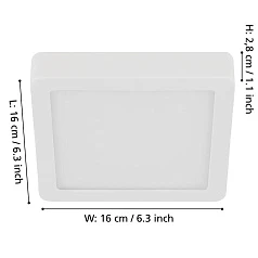 купить стильные 900589 Накладной светильник диммируемый FUEVA 5, 11W (LED), 3000K, L160, B160, H28, сталь, белый / пластик, белый в интернет-магазине в Краснодаре