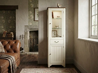 Узкий шкаф-витрина "Оливия (Olivia)" в бежевом цвете арт GC2005C в Краснодаре