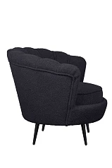 Низкое кресло ракушка Pearl Black Boucle на черных ножках в Краснодаре