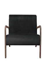 купить Низкое кресло с деревянными подлокотниками Mody Black черное в Краснодаре