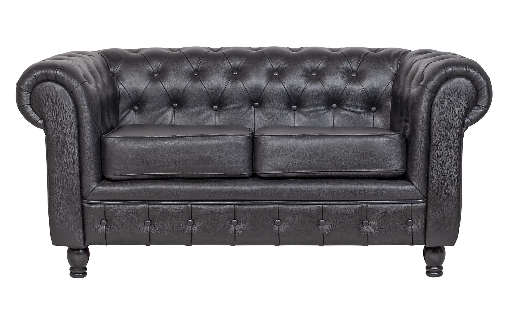 Диван из черной кожи Chesterfield Black Leather 2S в интернет-магазине в Краснодаре
