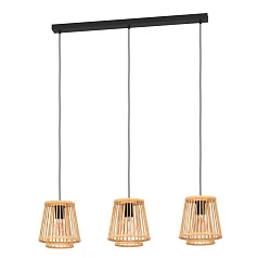 43853 Подвесной потолочный светильник (люстра) HYKEHAM, 3Х40W, E27, L910, B210, H1100, сталь, черный/дерево, натуральный на заказ в Краснодаре