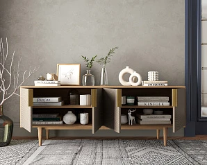 Комод под TV с четыремя дверками "Line" R21/beige в интерьере в Краснодаре