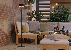 901891 Торшер на солнечн. батарее сенсорн. ROCCANOVA-L, H1200, 2,8W(LED), IP44, 3000K, 270lm, сталь, черный на заказ в Краснодаре