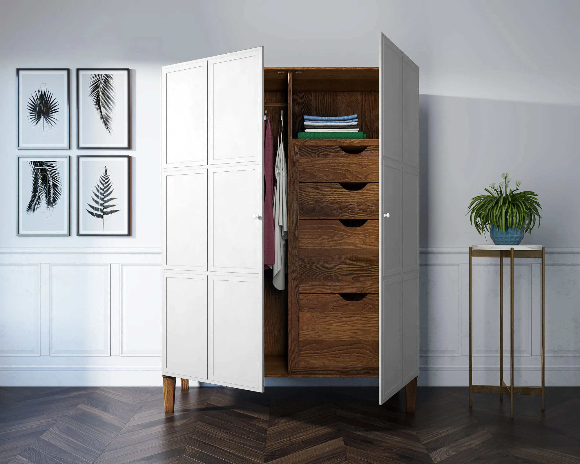купить стильные Шкаф "Andersen" широкий двухстворчатый арт AN27WH в Краснодаре