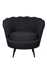 Низкое кресло ракушка Pearl Black Boucle на черных ножках в Краснодаре