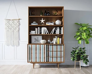 купить стильные Стеллаж "Bruni print 1" с дверками арт BR-01/print_1 в Краснодаре
