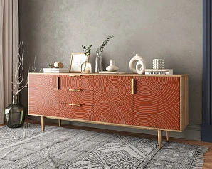 Комод "Line" удлиненный R25/red в интерьере в Краснодаре