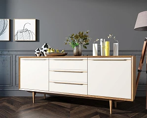 Комод "Bruni white" с тремя ящиками и дверками арт BR-03WH в интерьере в Краснодаре