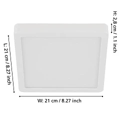 заказать 900591 Накладной светильник диммируемый FUEVA 5, 17W (LED), 3000K, L210, B210, H28, сталь, белый / пластик, белый в Краснодаре