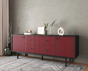 красивый Комод две дверки и четыре ящика "Emerson" арт EM19/red/L на заказ в Краснодаре